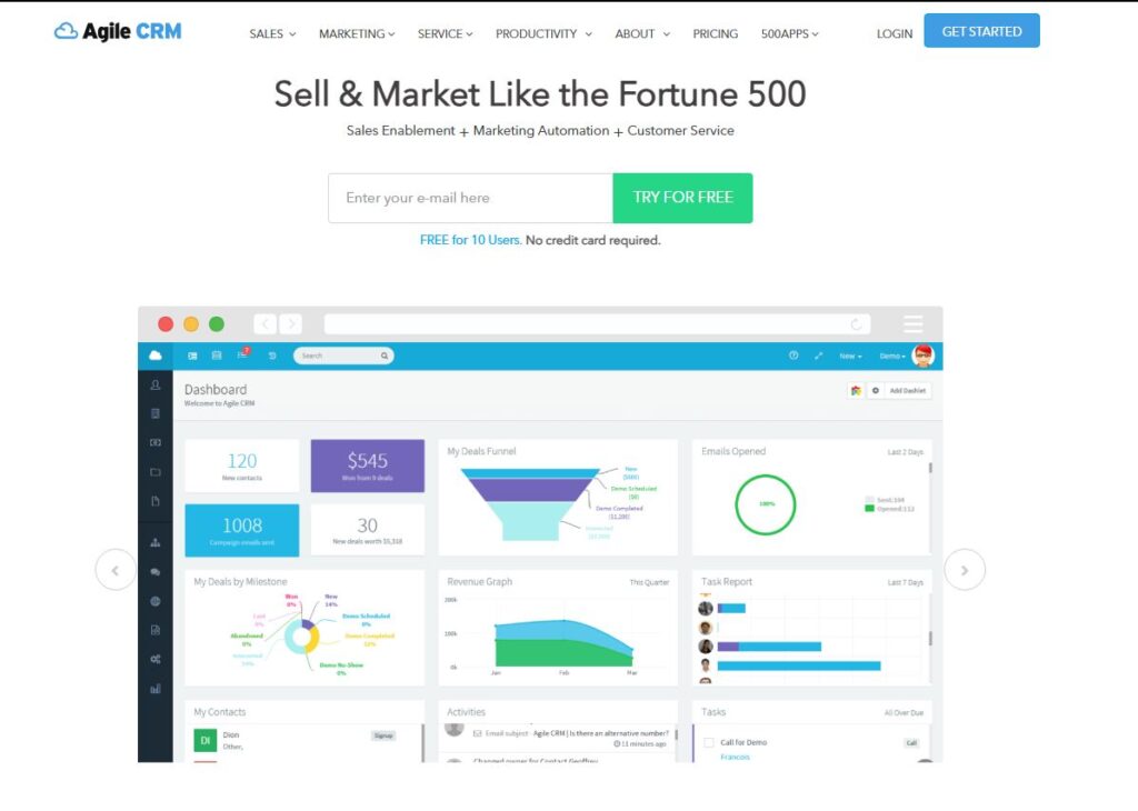 Agile CRM: Best for All-in-One Functionality