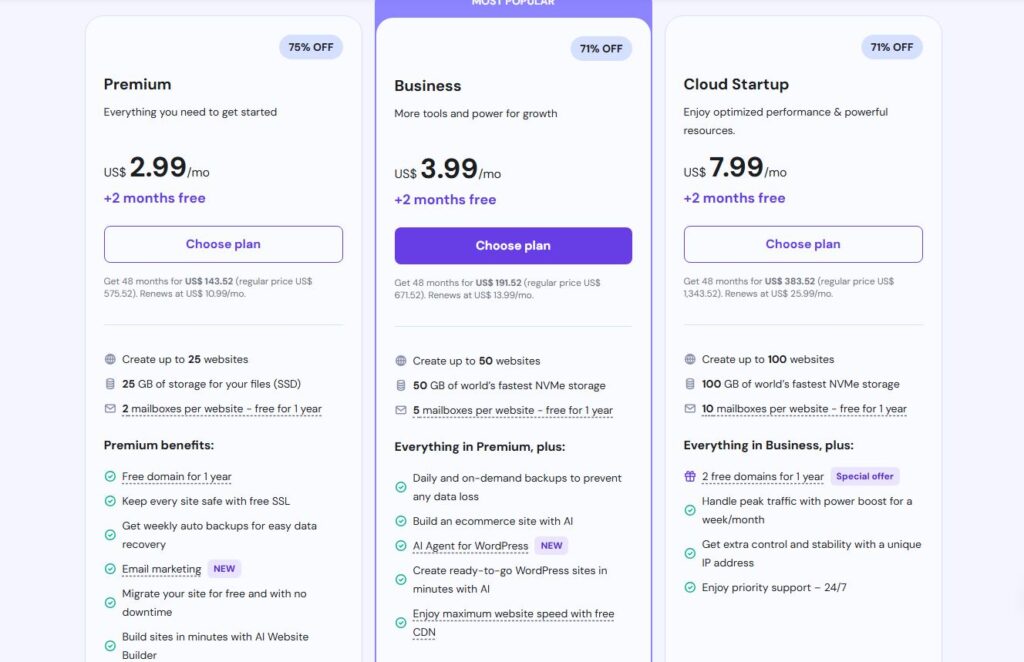 Hostinger Pricing Plans