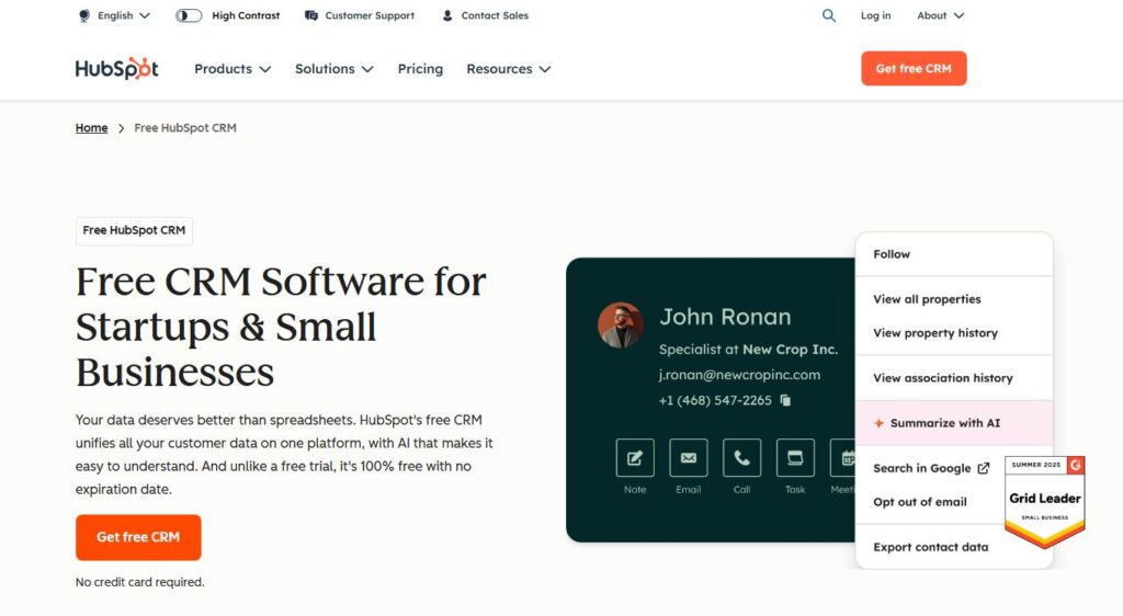 HubSpot CRM: Best Free CRM for Startups