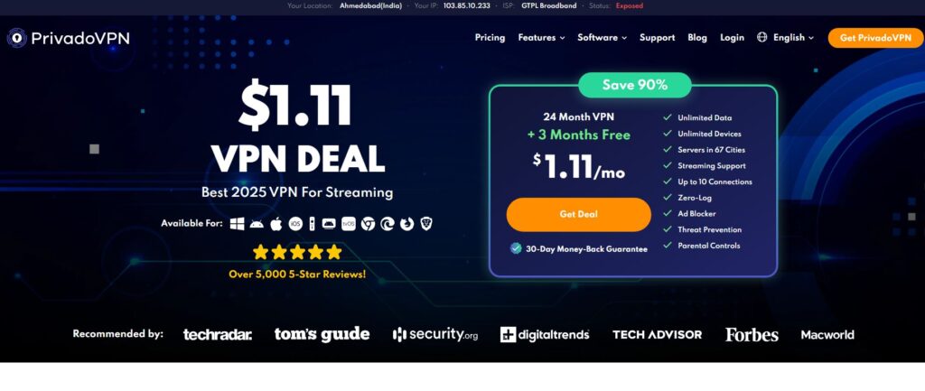 PrivadoVPN: Best Newcomer for Students