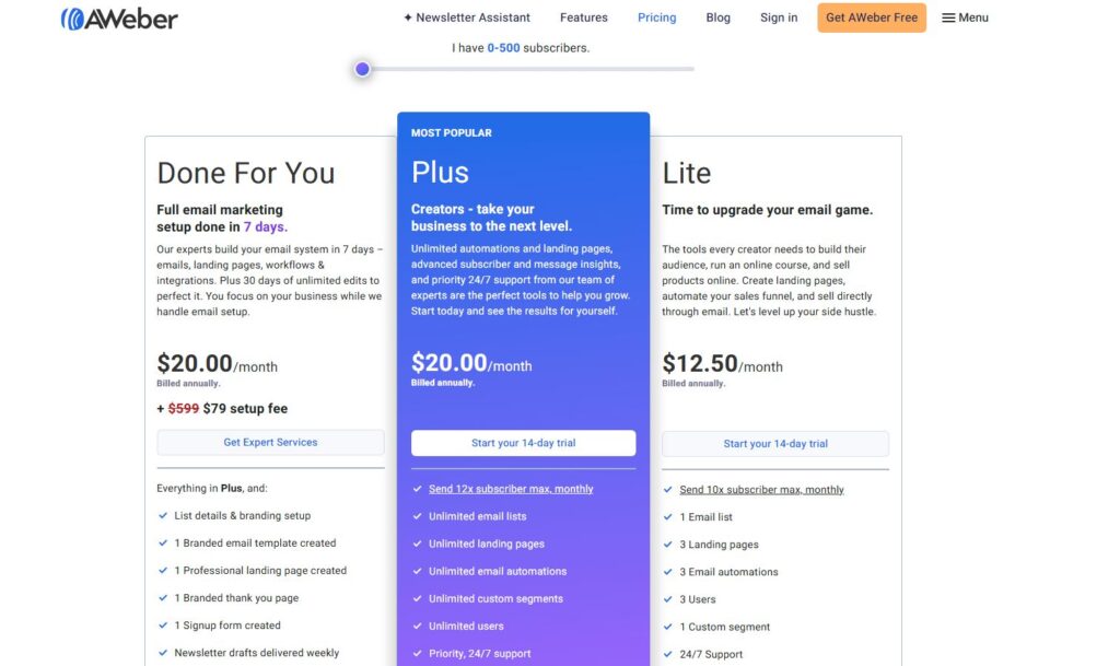 AWeber Pricing Plans
